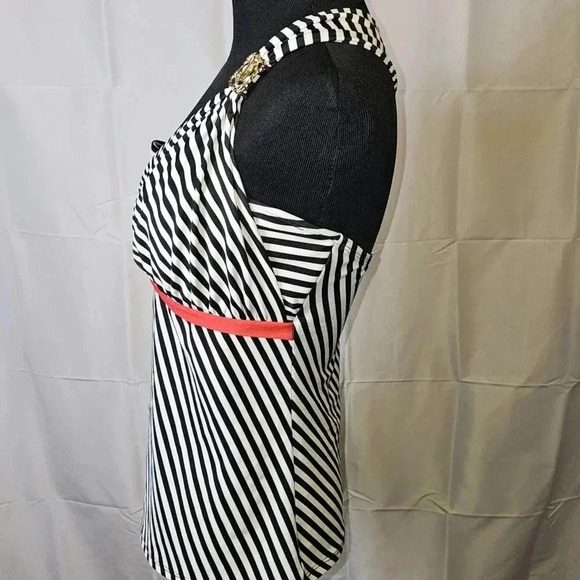 Allen B one shoulder stripe bathingsuit top - Picture 3 of 8